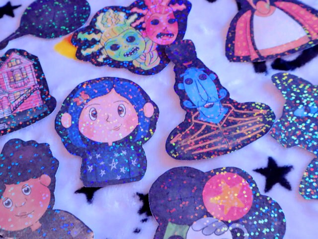 Coraline Holographic Dicut Sticker Set | Journal Stickers | Cute Spooky Stickers | Stationary | Cute Bujo Supplies