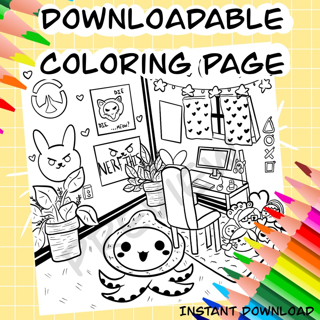Gamer Coloring Page Cute Coloring Page Printable instant - Etsy
