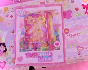Tomodachi Life Polaroid Photo Holographic Dicut Sticker | Journal Stickers | Cute Anime Sticker | Stationary | Cute Bujo Supplies