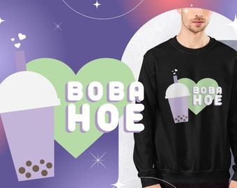 Boba Hoe Spooky Sweater - Unisex Crewneck - Kawaii Pastel Goth Bubble Tea - Made To Order - FairyFlux