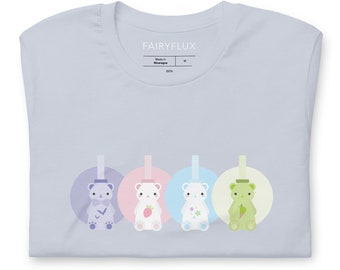 Boba Bears Shirt - Kawaii Bubble Tea Light Blue Unisex Short Sleeve Tee - Made To Order - FairyFlux