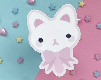 Pink Kitty Popsicle Vinyl Sticker - Matte Die Cut - Kawaii Bow Sweet Lolita 3" - FairyFlux