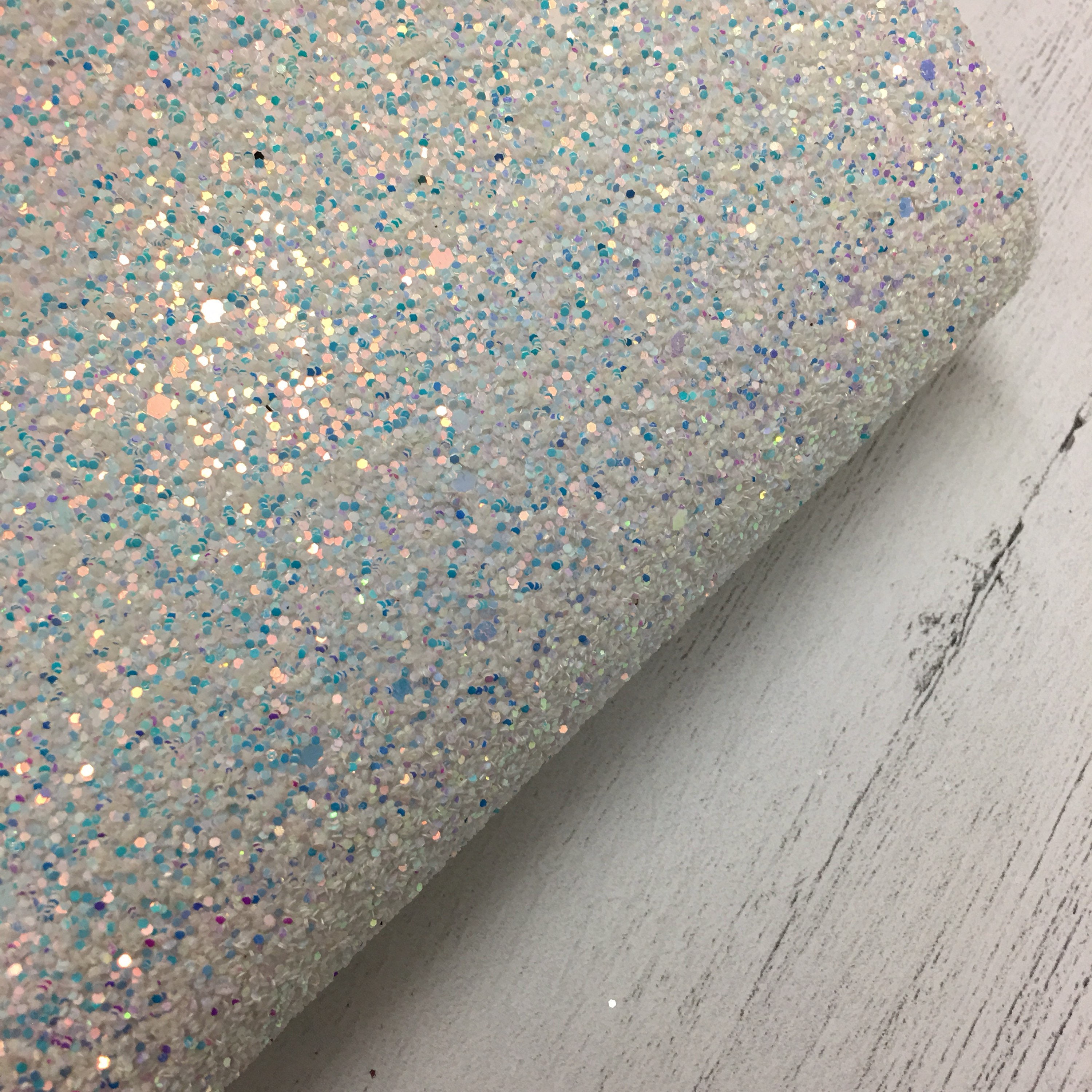 White Iridescent Chunky Glitter Fabric Enchanted Etsy