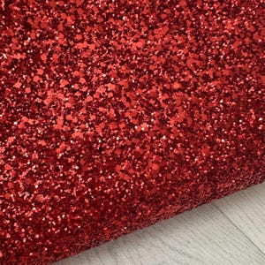 Red Glitter Fabric Sheet – Chunky Glitter – Sparkle for Bows, Crafts & Accessories – In Love