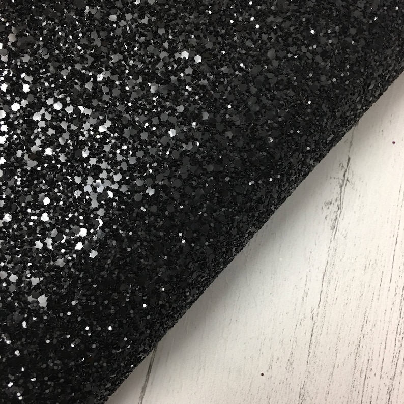 Black Chunky Glitter Fabric Jett