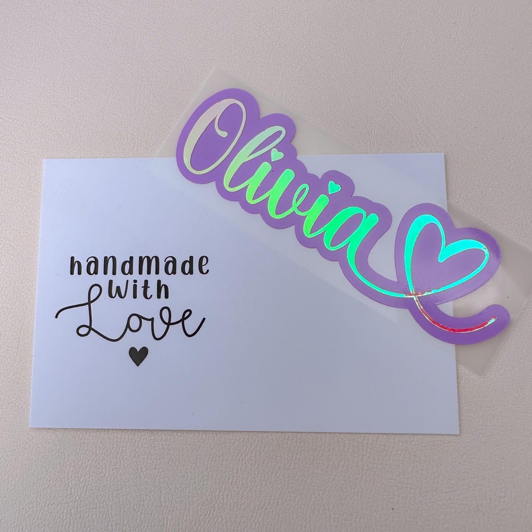 Double Layered Custom Made Vinyl Name Sticker Heart – Personalised ...