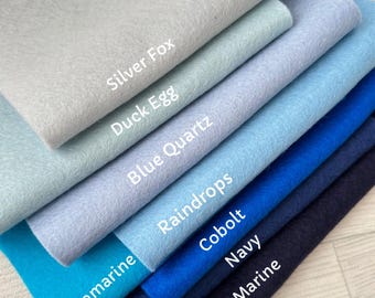 Blue Premium Quality 100% Merino Wool Felt Sheet – Soft Natural Wool Felt for Crafts Appliqué Sewing DIY Wool Projects