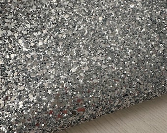 Silver Glitter Fabric Sheet – Chunky Glitter – Sparkle for Bows, Crafts & Accessories – Miror Ball