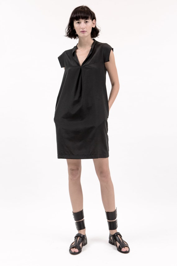 straight cut black dress