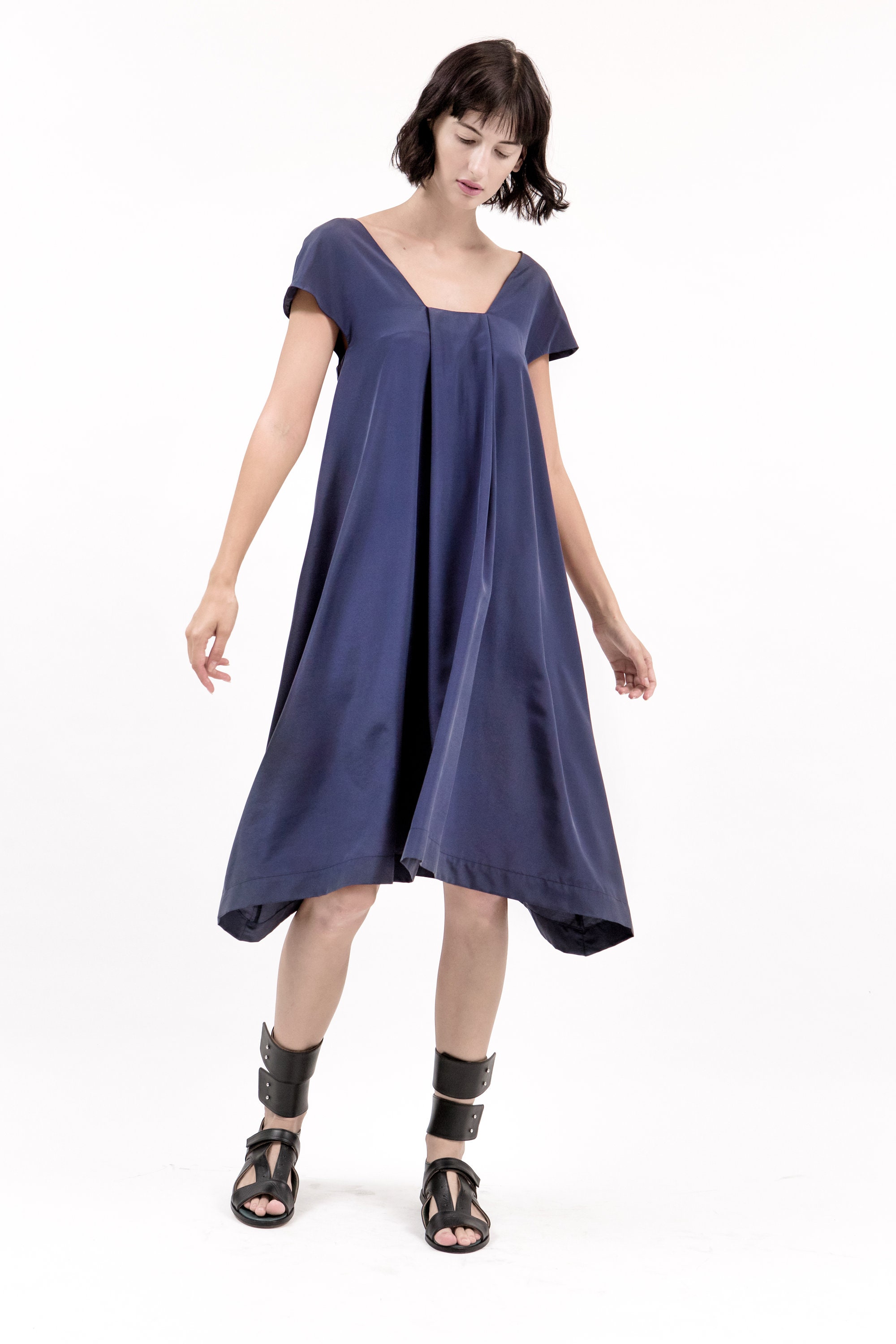 Dress A Line Dress With Cap Sleeves 
