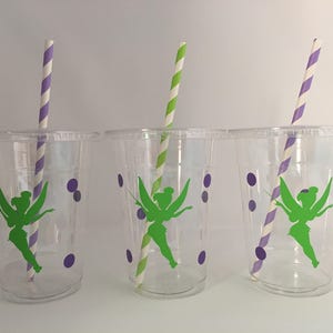Tinkerbell party cups, Fairy Party Cup, Tinkerbel Birthday Party, Peter Pan Party, Tinkerbell Party Favors, Tinkerbell paryt Supplies, favor