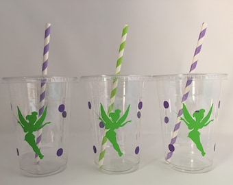 Tinkerbell party cups, Fairy Party Cup, Tinkerbel Birthday Party, Peter Pan Party, Tinkerbell Party Favors, Tinkerbell paryt Supplies, favor