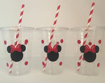 Minnie Mouse Party Cups, Minnie Mouse Birthday Party, Minnie Mouse Party Favors, MInnie Mouse Party Supplies,Red Minnie,Disposable