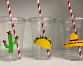 Taco Party cups, Taco Birthday Party Cups, Fiesta Party cups, Fiesta Baby Shower, Cactus Party, Taco baby shower, Cinco De Mayo Party Cups