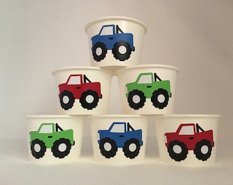 Monster Truck Party Snack Cups, monster truck birthday party, Monster Truck Party favors, Truck Party, Monster truck Baby shower, Monster