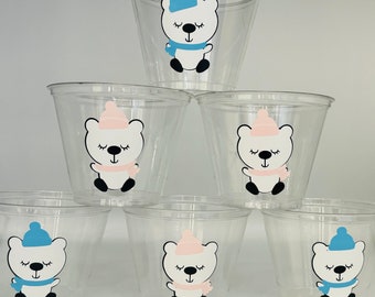 Polar Bear Party Cups, Polar Bear Birthday Party, Polar Bear Party Supplies, Winter Party, Winter Animal Party, Polar Bear Party Favors