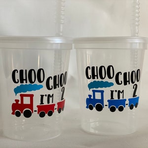 Train Party Cups, Choo Choo Train Party Cups, Train Party Favors, Train Birthday Party Favors, Things that go Party favors, party Supplies