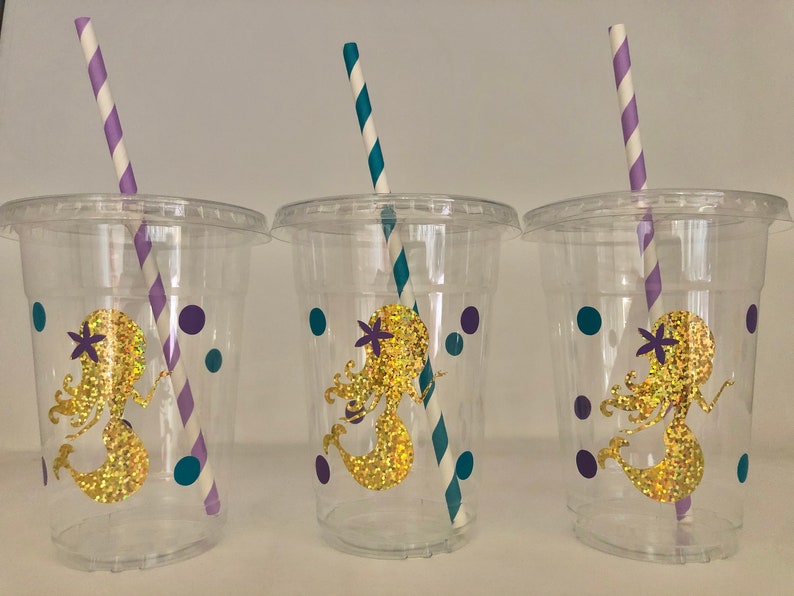Mermaid party cups, Mermaid Birthday Party Cups, Mermaid Baby Shower Cups,Under the Sea Party cups,Mermaid Party Favors,Mermaid party Supply image 8