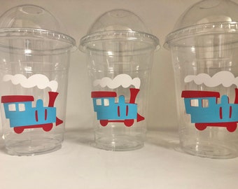 Train Party Cups, Train Birthday Party Cups, Train Party Favors, Train Baby Shower, Choo Choo I'm two, Train Party Supplies, Choo Choo Party