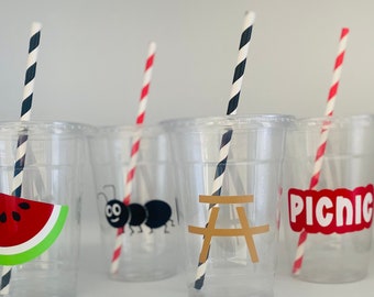 Picnic Party Cups, Picnic Birthday Part Cups, Baby Shower, Summer Party, Ant Party, Watermelon Party, Picnic Table, Party Supply, Disposable