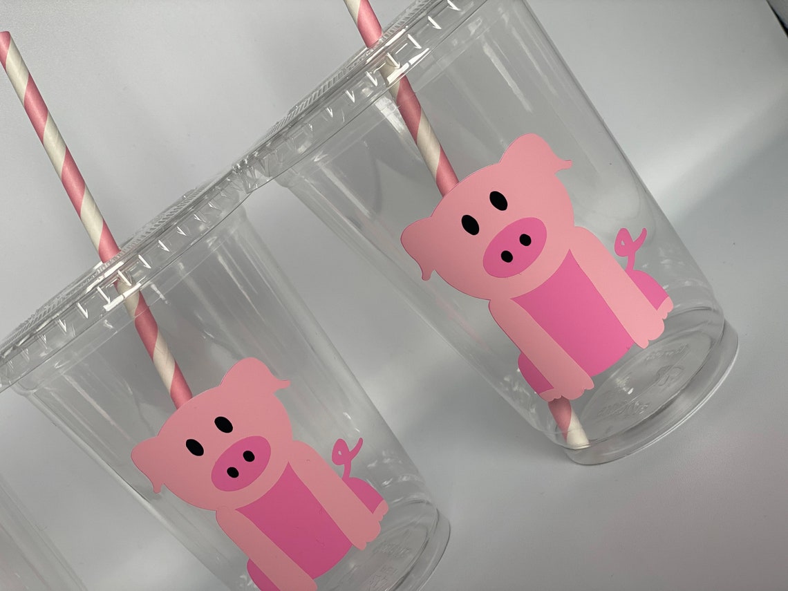 Pig Party Cups Pig Birthday Party Cups Farm Party Cups Pig - Etsy
