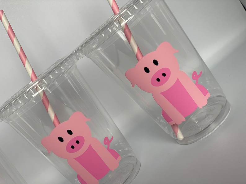 Pig Party Cups Pig Birthday Party Cups Farm Party Cups Pig - Etsy