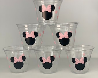 Vasos para fiesta de Minnie Mouse, Minnie Mouse rosa, Artículos para fiesta de Minnie rosa, Vajilla de Minnie Mouse, Artículos para fiesta de Minnie