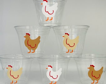 Chicken Party Cups, Farm Party Cups, Chick Birthday Party, Baby Shower, Chick Party Supplies, Farmers Party, On the farm