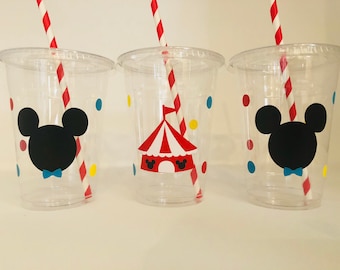 Mickey Carnival Party cups, Mickey Circus Party, Circus party, Carnival party, Mickey Mouse party, MIckey Circus Party Supplies, Disposable