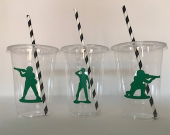 Copas de fiesta del ejército, copas de cumpleaños del ejército, favores de fiesta del ejército, suministros de fiesta del ejército, copas de fiesta de camuflaje, fiesta de cumpleaños de camuflaje, favores, desechables