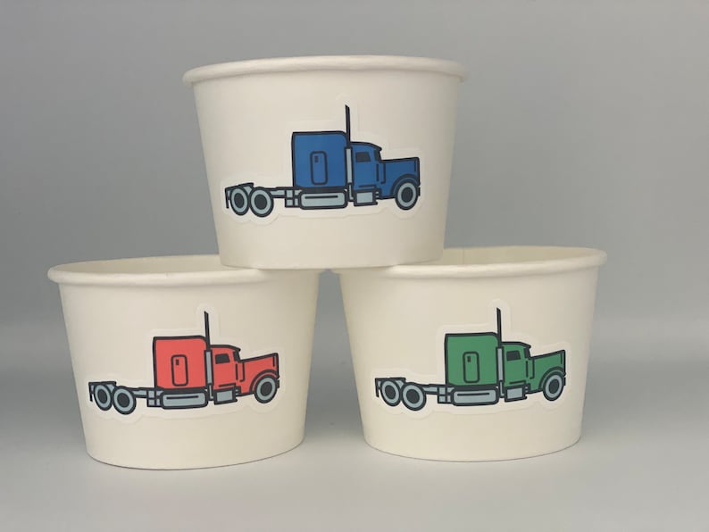 Semi Truck Party Cups Big Rig Party Cups 1st Birthday Work - Etsy