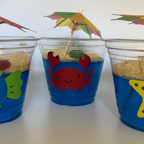Under the Sea Party, Ocean Party Cups, Under the sea baby shower, Fish Party Cups, Sea horse party, Sea Animal Party Cups, Beach Party cups