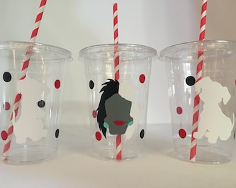 101 Dalmatian party cups, Dalmatian party, Cruella Devile party, 101 Dalmation Birthday Party Cups, 101 Dalmations party favors, Disposable