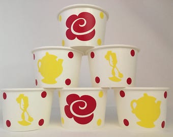 Beauty and the beast party snack cups, Belle party snack cups, Belle Party Favors, Belle Party Supplies, Beauty and the Beast Party Supplies