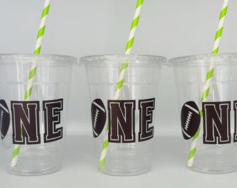 First Down Party Cups, Football Birthday Party Cups, 1st Birthday, Football Party Favor cups, Football party Supplies,Disposable