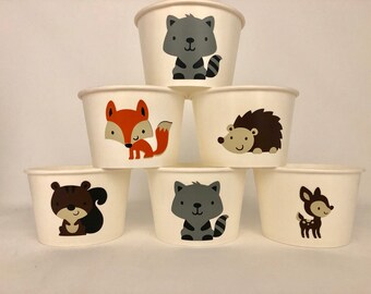 Woodland Party Snack Cups, Woodland Baby Shower Snack Cups, Forest Party Cups, Forest Baby Shower cups, Deer Party, Raccoon Party