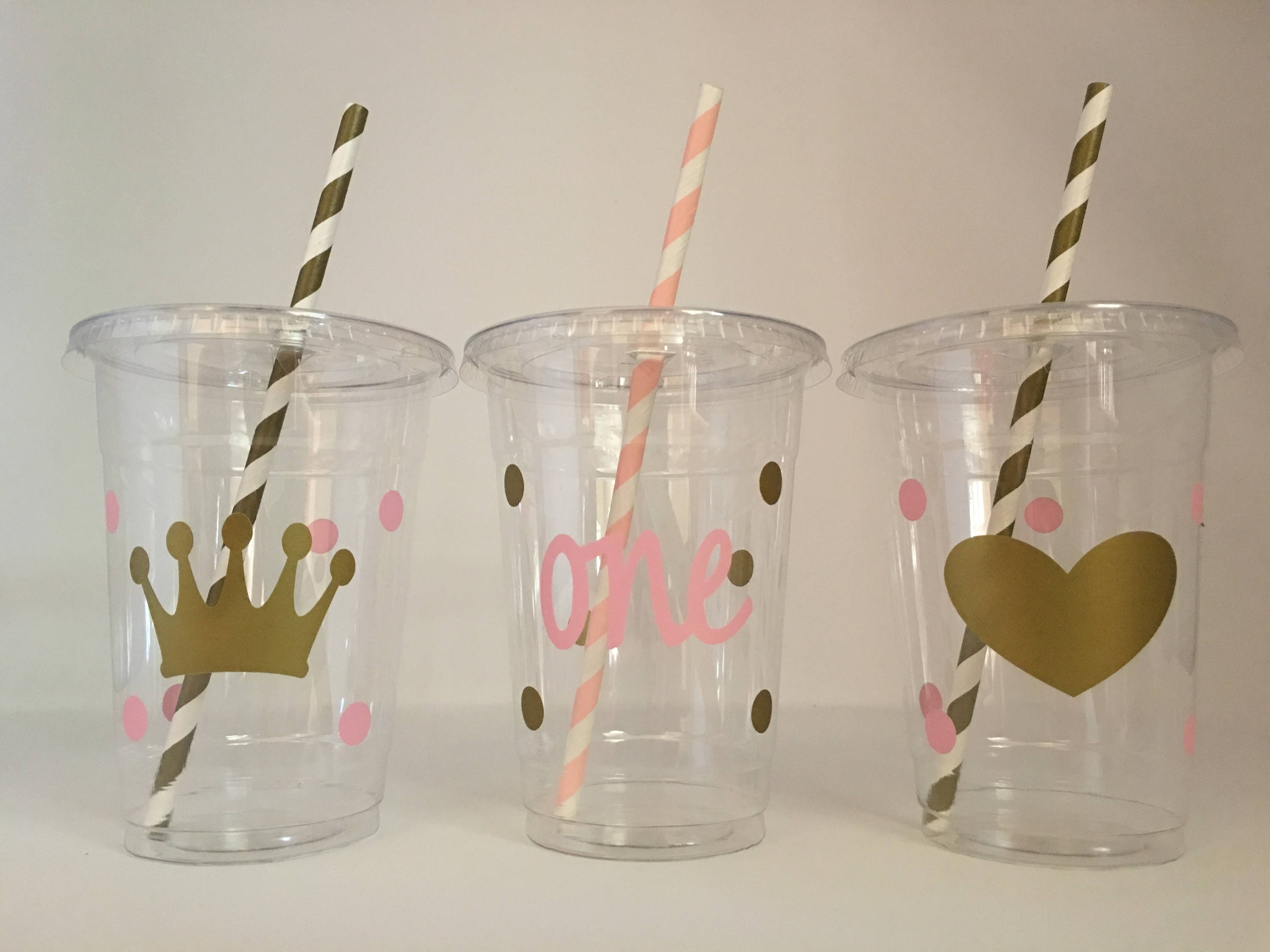 Pink and Gold Party Cups First Birthday Party Cups Princess Etsy
