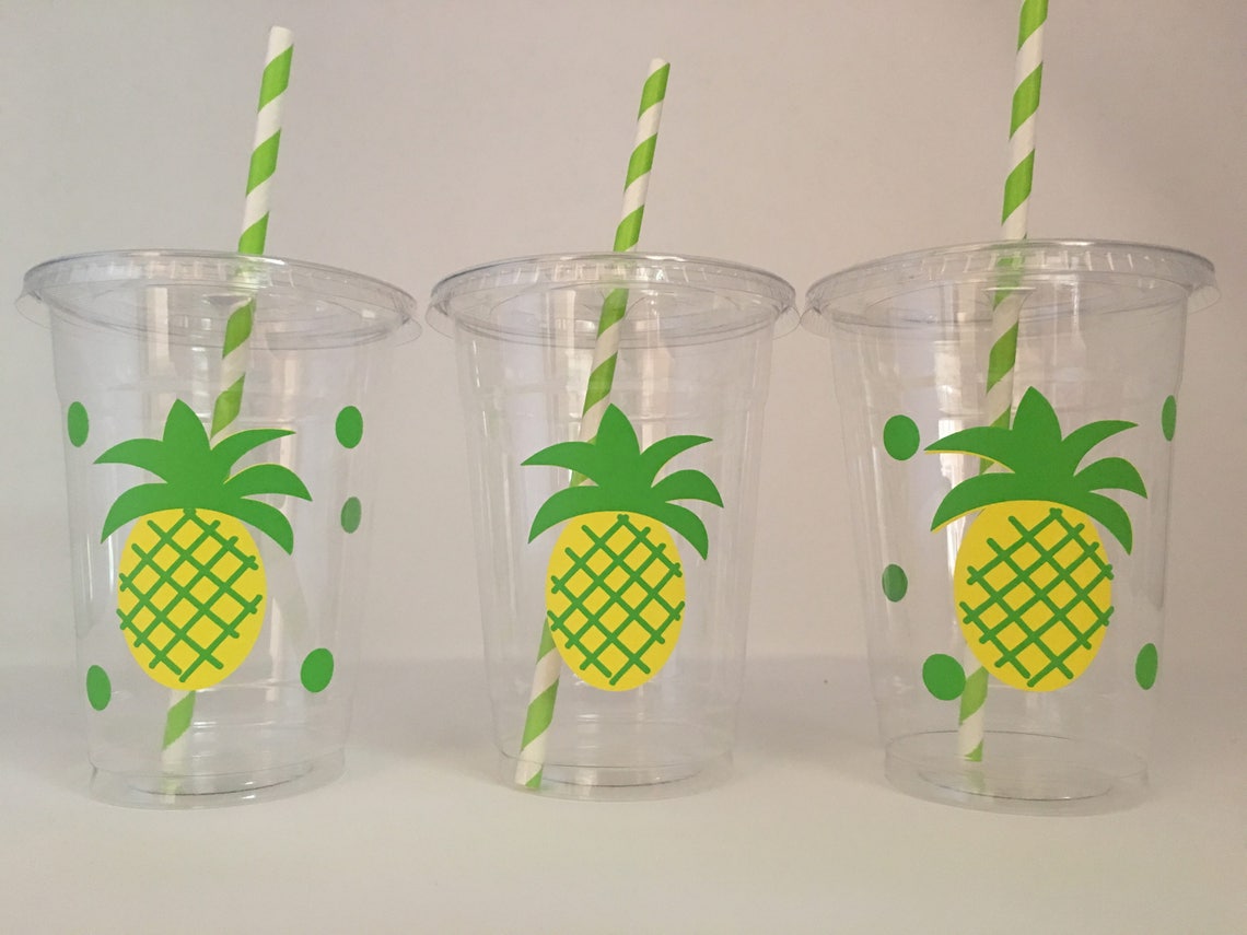 Pineapple party cups Pineapple Birthday party cups Pineapple Etsy