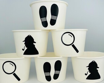 Mystery Party Cups, Murder Mystery Party Cups, Detective Party Cups, Secret Agent party Cups, Myster Birtday Party, Detective Birthday Party