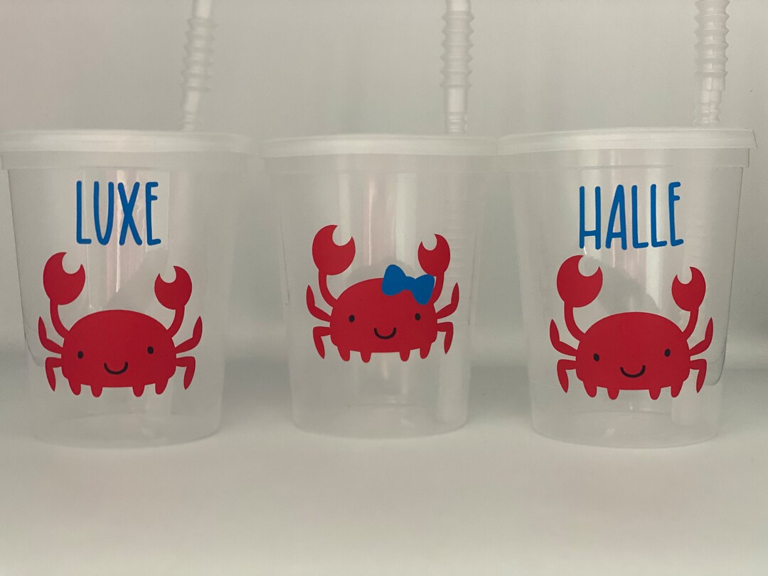 Crab Party Cups, Crab Birthday Party Cups, Crab Party Supplies, Ocean