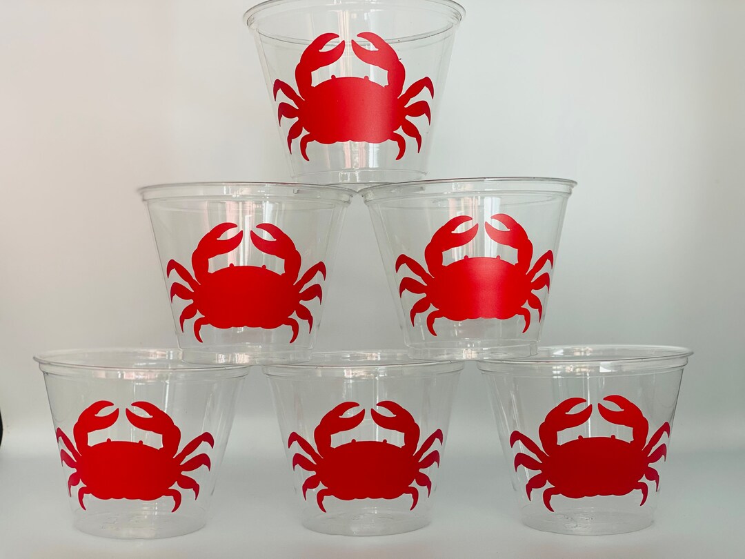 Crab Party Cups, Crab Birthday Party Cups, Crab Party Supplies, Ocean