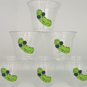 Vasos de pepinillos para fiesta, un pepinillo grande, recuerdos de fiesta de pepinillos, vasos desechables para fiesta, pepinillo lindo, un pepinillo grande, último pepinillo, desechable