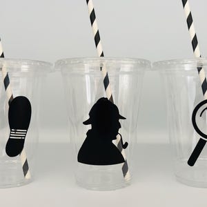 Detective Party Cups, Detective Birthday Party Cups, Murder Mystery Party, Secret Agent Party Cups, Mystery Party cups, Disposable Cups