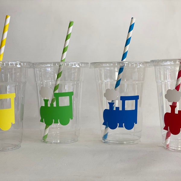 Train Party Cups, Train Birthday party, Train baby shower cups, Train Party Favors, Vintage Train Party, Choo choo Party, Disposable