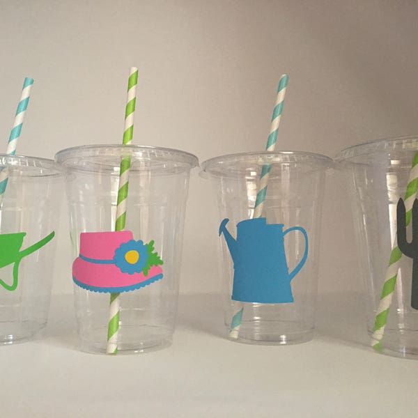 Gardening party cups, Garden party cups, Garden Birthday, Spring Party, Garden Party Supplies, Gardening party, Planting party, Disposable