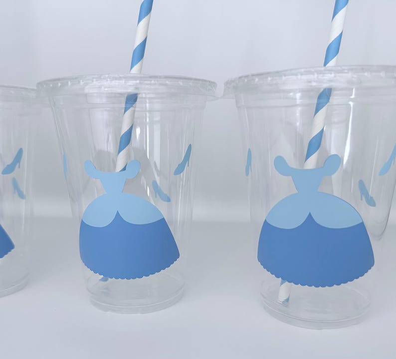 Vasos para fiesta de Cenicienta, fiesta de cumpleaños de Cenicienta, suministros para fiesta de Cenicienta, vasos desechables, regalos para fiesta de Cenicienta, princesa, zapato de cristal imagen 2