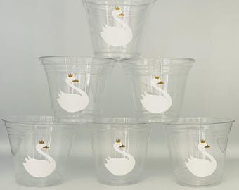 Vasos para fiesta de cisne, Vasos para refrigerio para fiesta de cumpleaños de cisne, Baby Shower de cisne, Despedida de soltera de cisne, Regalos para fiesta de cisne, Suministros para fiesta de cisne, Cisne dorado