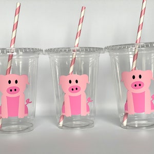 Pig Party cups, Pig Birthday Party Cups, Farm Party Cups, Pig Baby Shower, Farm Birthday Party, Pig Party Supplies, Pig  Favors,Disposable