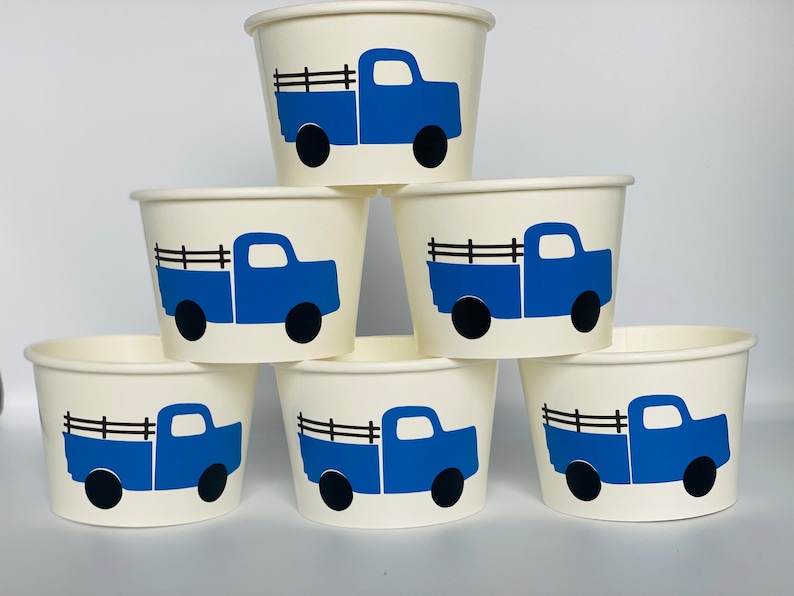 Blue Truck Party Cups Blue Truck Birthday Party Farm Party Etsy