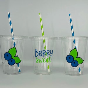 Fiesta dulce de bayas, Fiesta de arándanos, Favores de fiesta de arándanos, Copas desechables, Fiesta de frutas, Favores de fiesta dulces de bayas, Copas de fiesta personalizadas